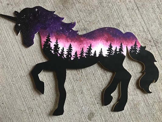 Unicorn wood cutout painting