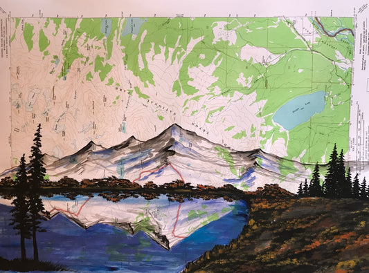 Grand Teton topographic map painting