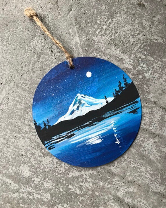 Mt Hood blue Christmas ornament