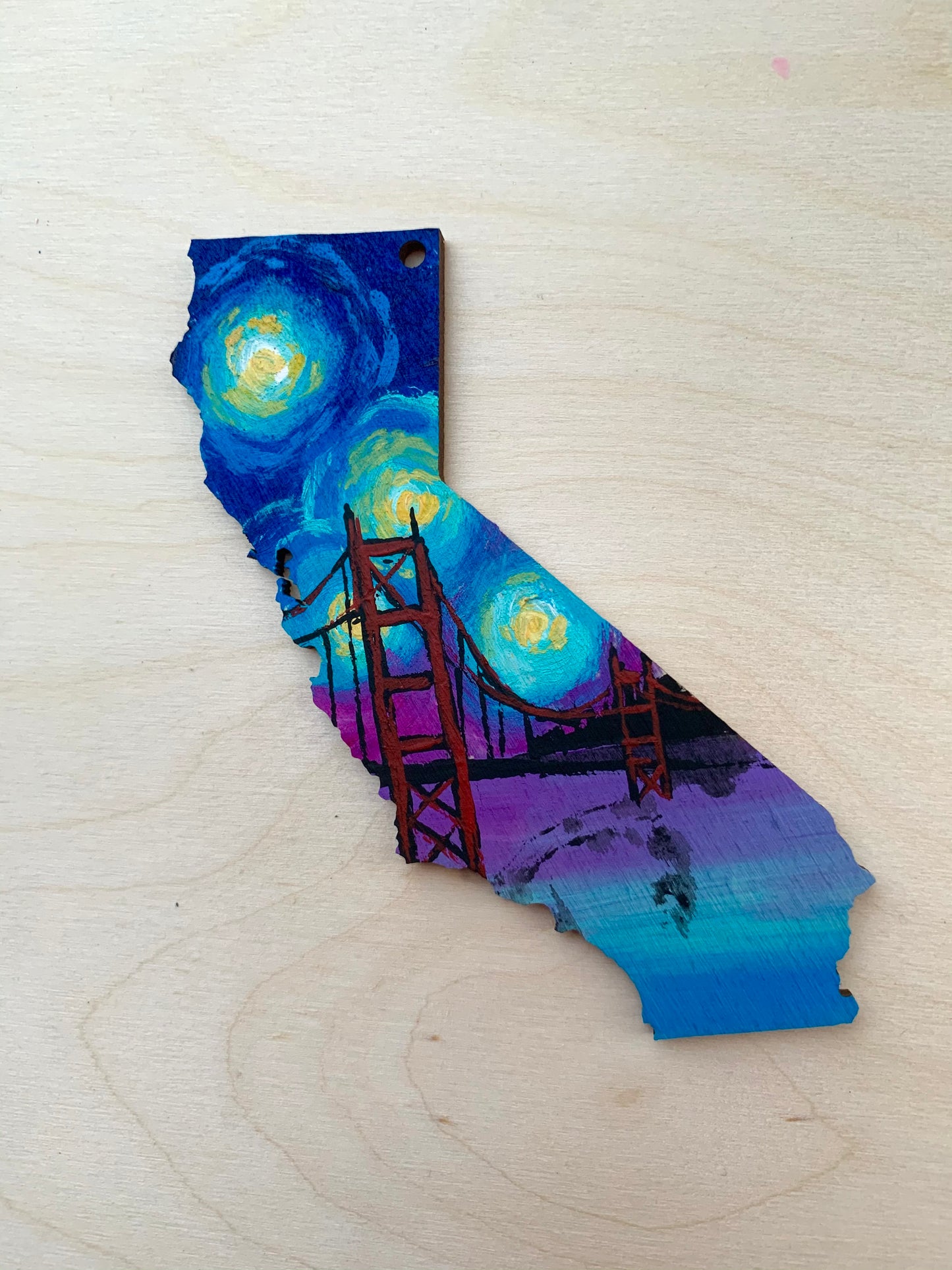 California starry night golden gate ornament