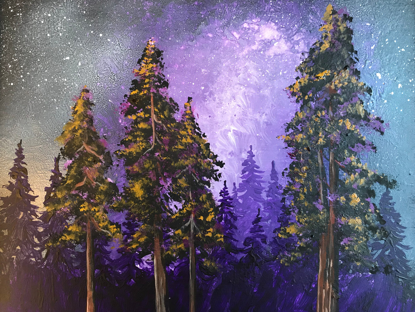 Purple forest wood painting