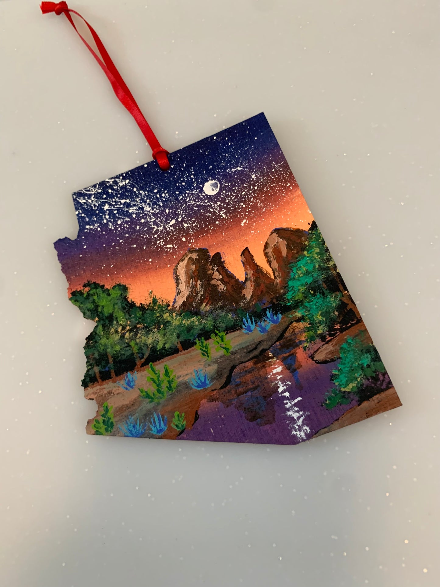 Arizona Sedona cathedral rock handpainted ornament
