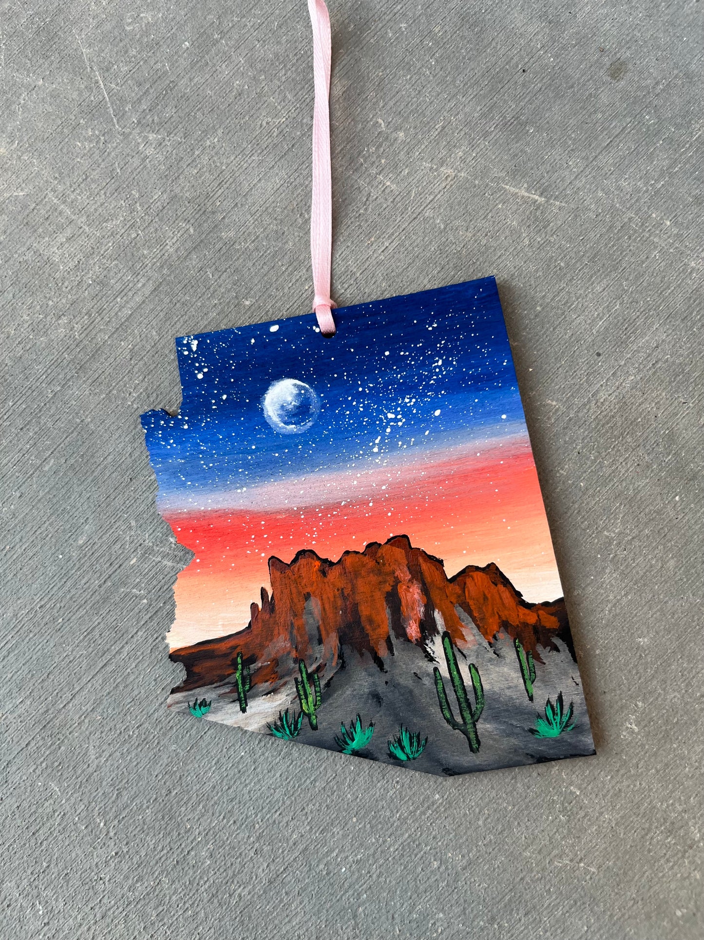 Arizona Superstition Mountains wood ornament