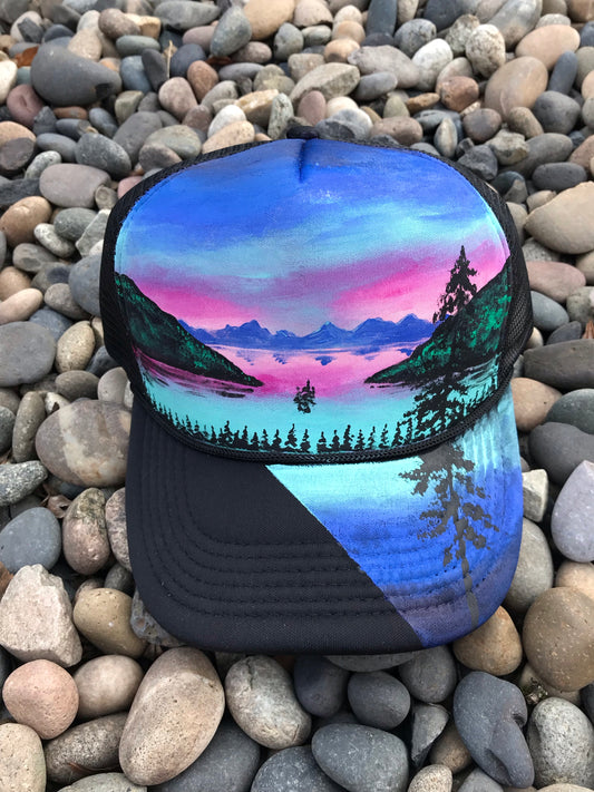 Lake Tahoe painted hat custom SnapBack