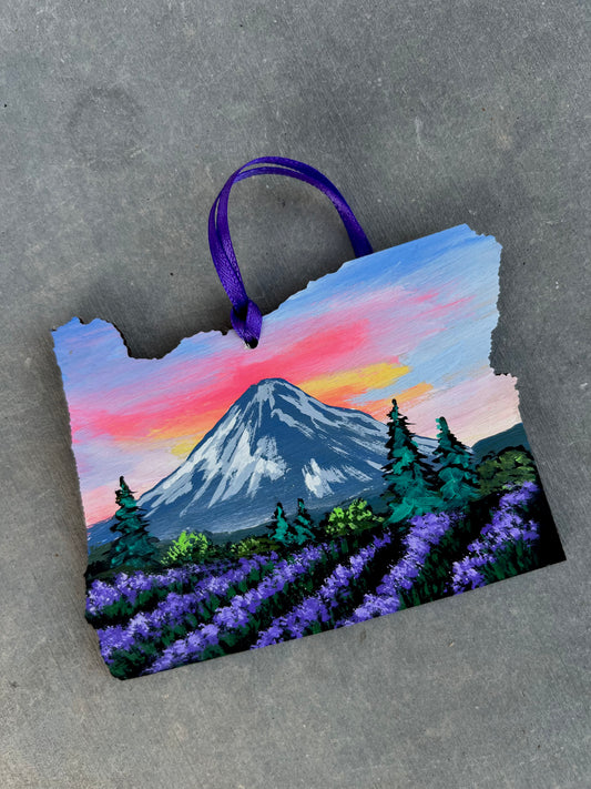 Mt hood lavender fields wood ornament