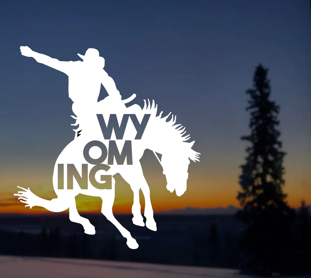 Wyoming steamboat bucking bronco vinyl transfer decal