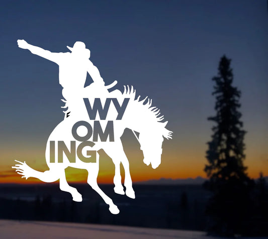Wyoming steamboat bucking bronco vinyl transfer decal