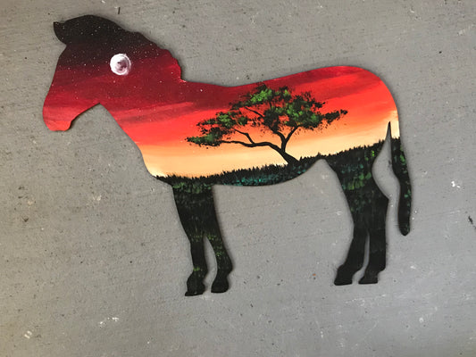 Zebra wood cutout painting