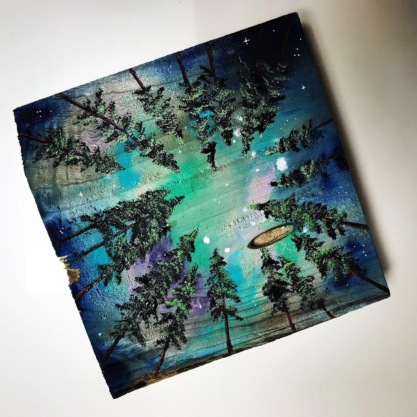 Forest tree painting barnwood art
