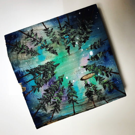 Forest tree painting barnwood art