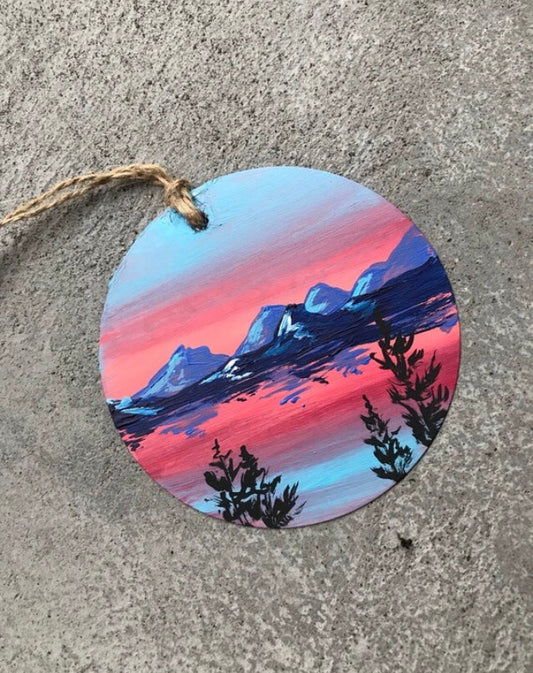 Mountain lake Christmas ornament