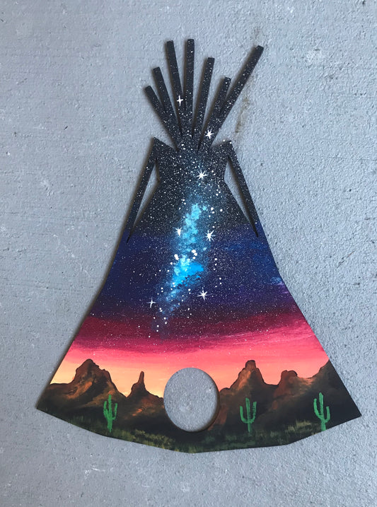 Teepee tipi desert cactus painting