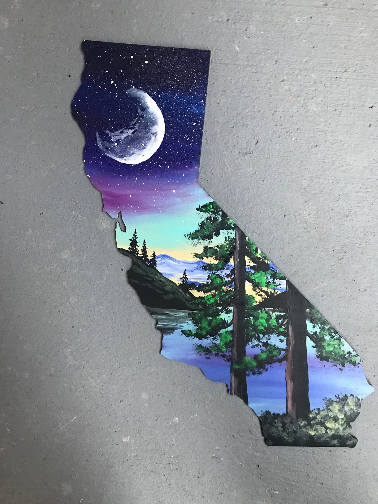 California Lake Tahoe cutout painting