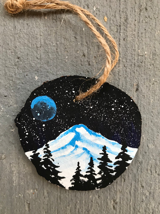 Mt hood rough cut wood ornament