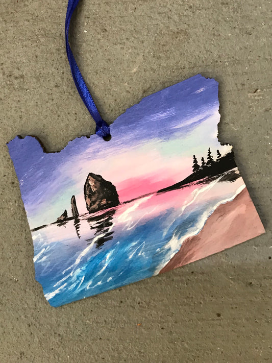 Oregon canon beach haystack rock ornament