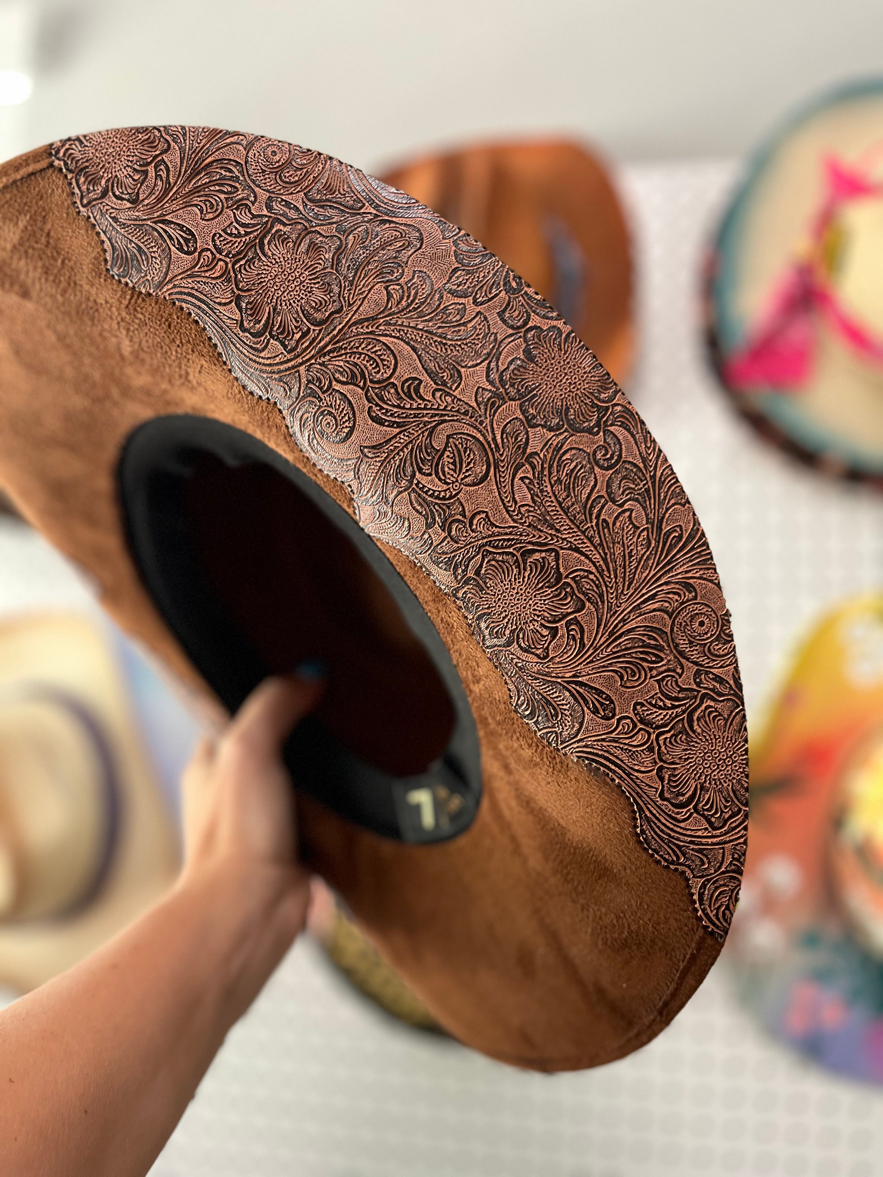 Online Floral tooled hat