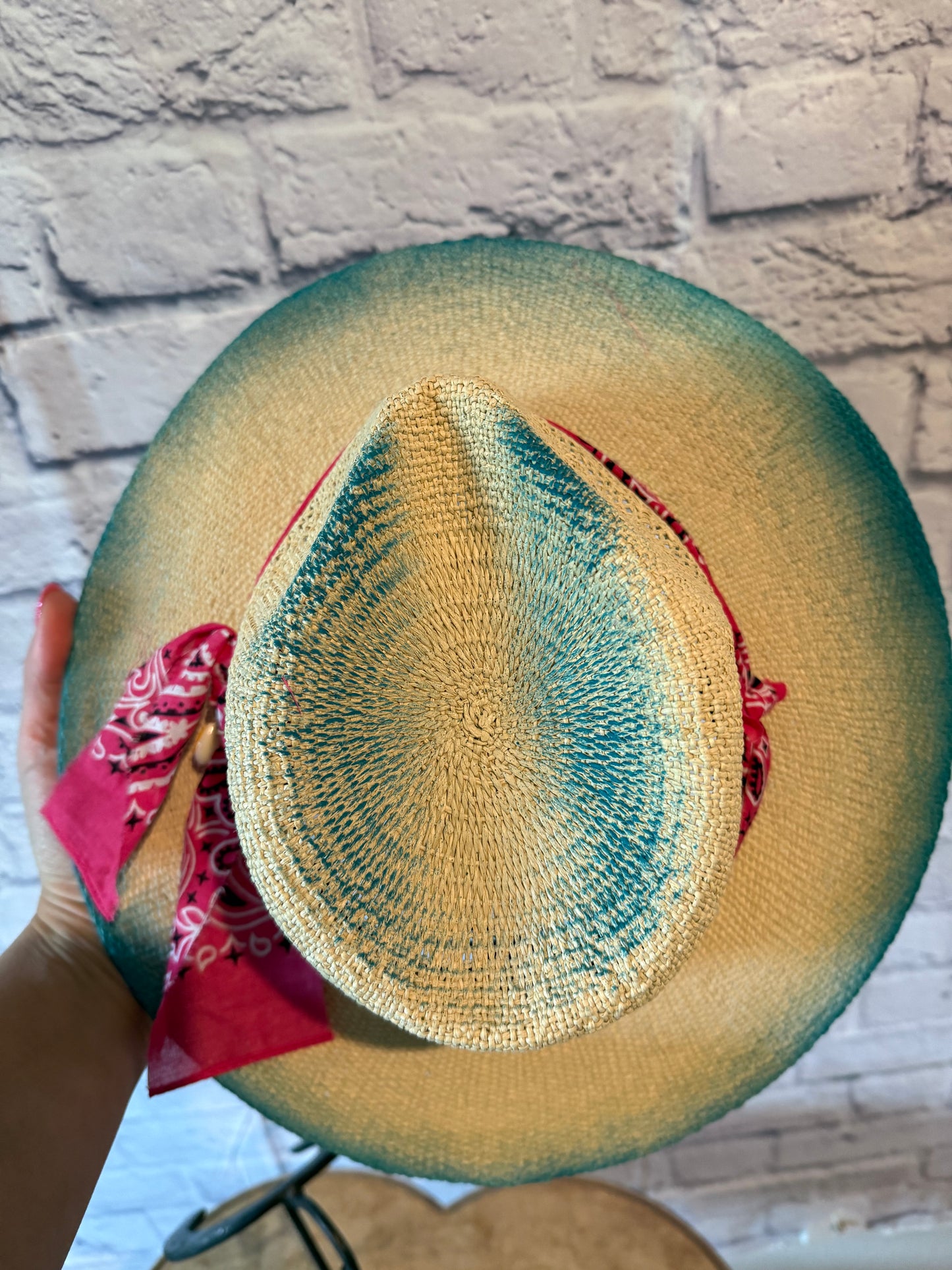 Straw accessorized wide brim rancher hat