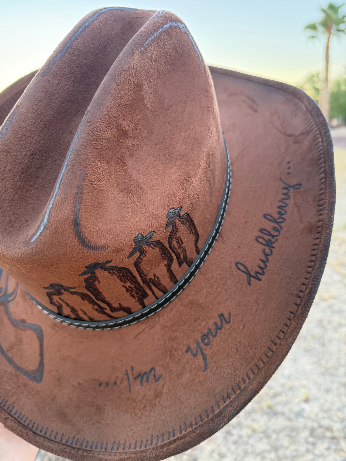 Tobacco cowboy huckleberry tombstone burned suede wide brim cowboy hat