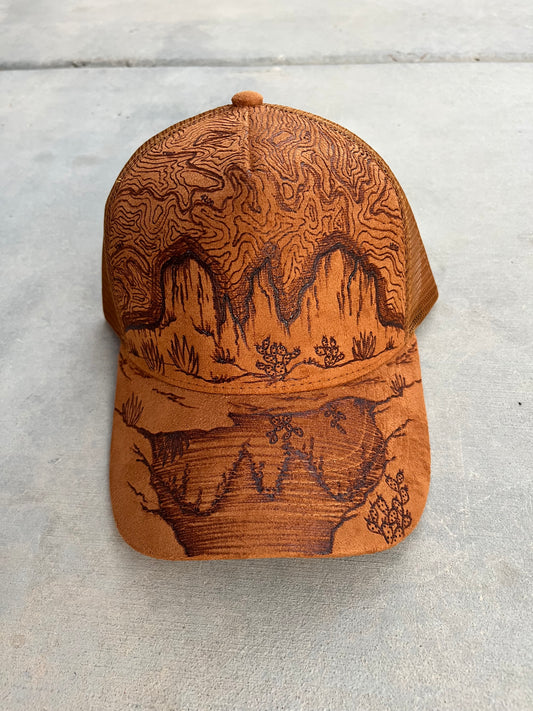 Sedona cathedral rock tobacco burned trucker hat custom ball cap SnapBack