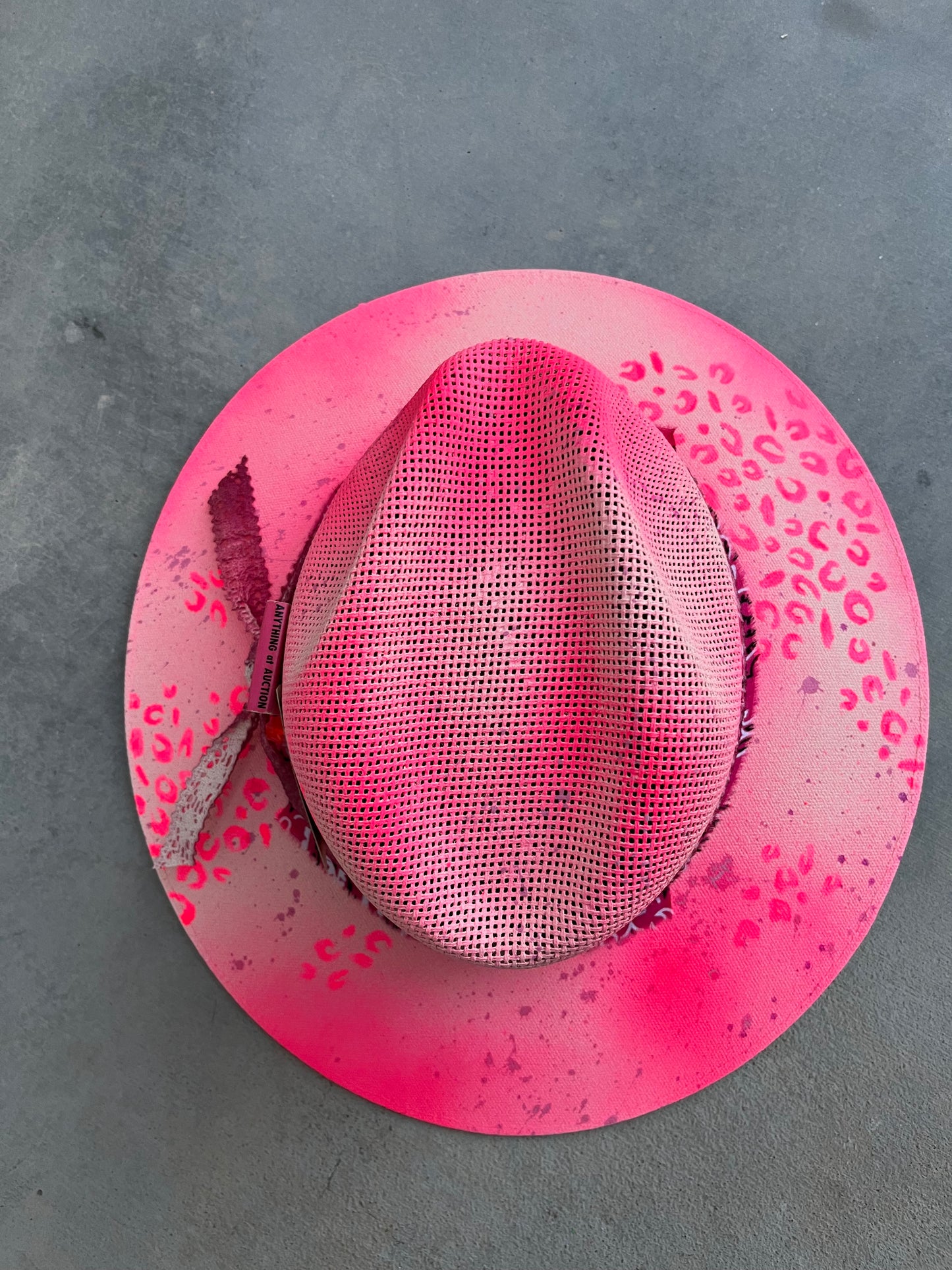 Hot pink leopard summer straw jute rancher Panama hat
