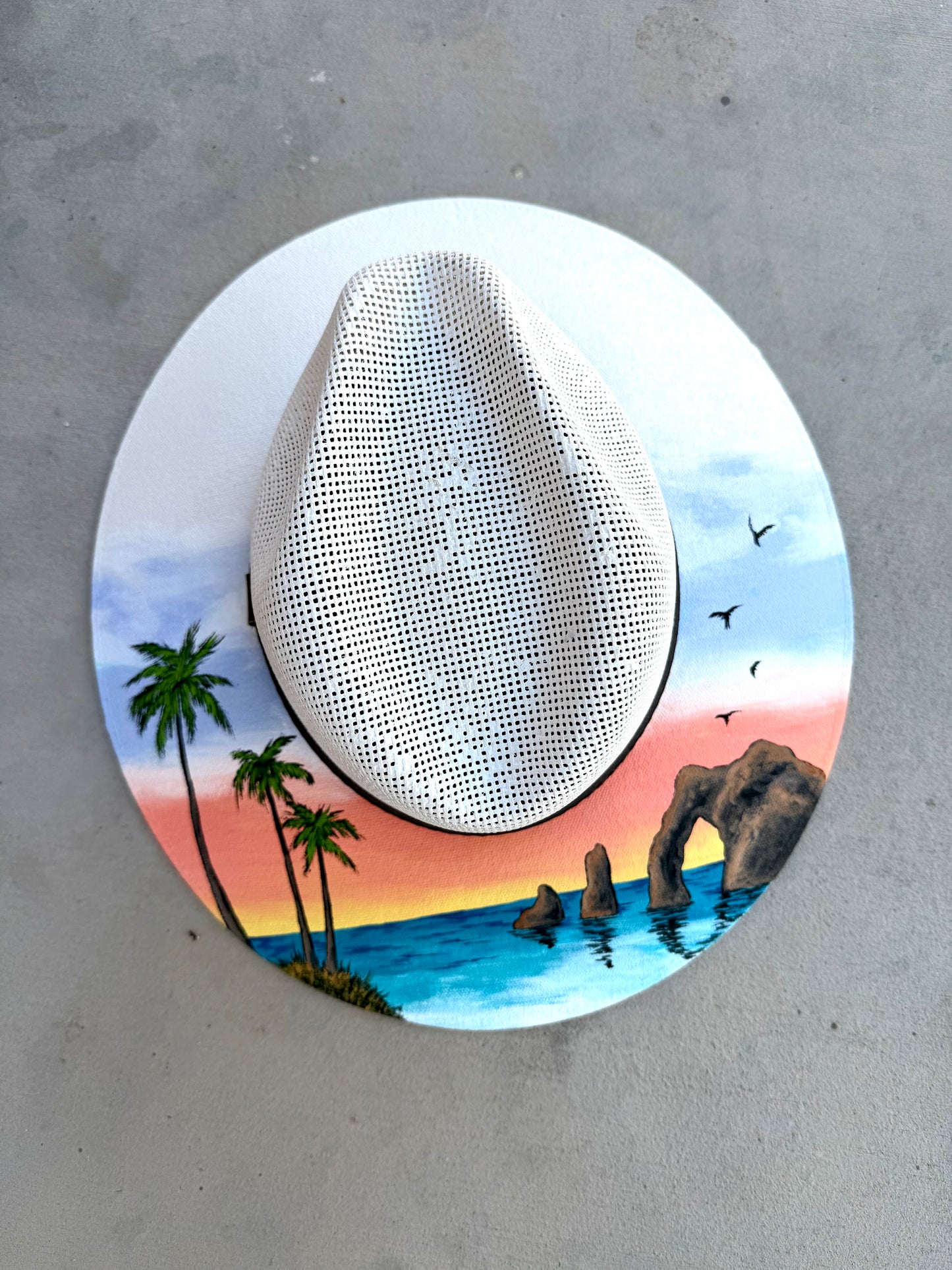 White cabo beach summer straw jute rancher Panama hat
