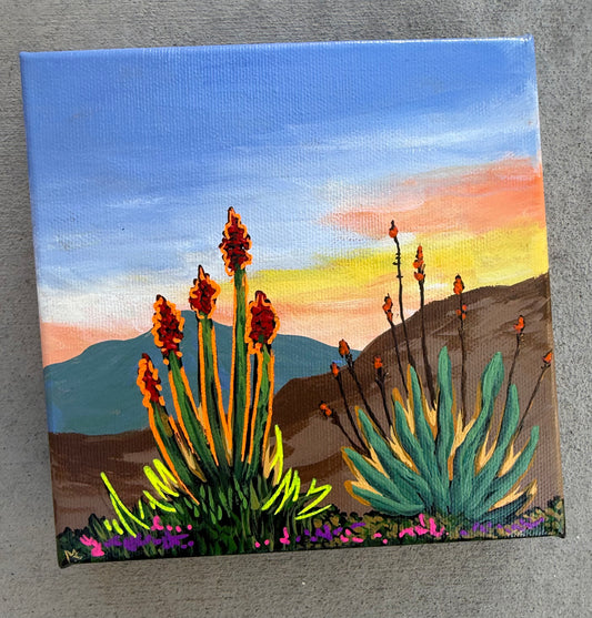 Ocotillo blossoms canvas original painting