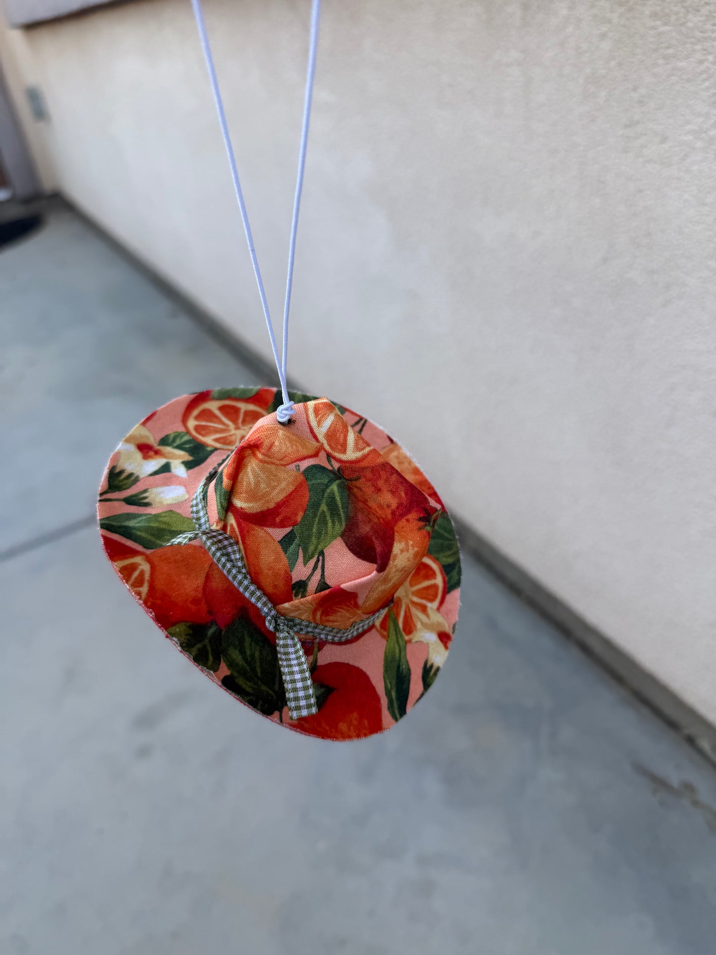 Orange floral cowboy hat rearview mirror charm