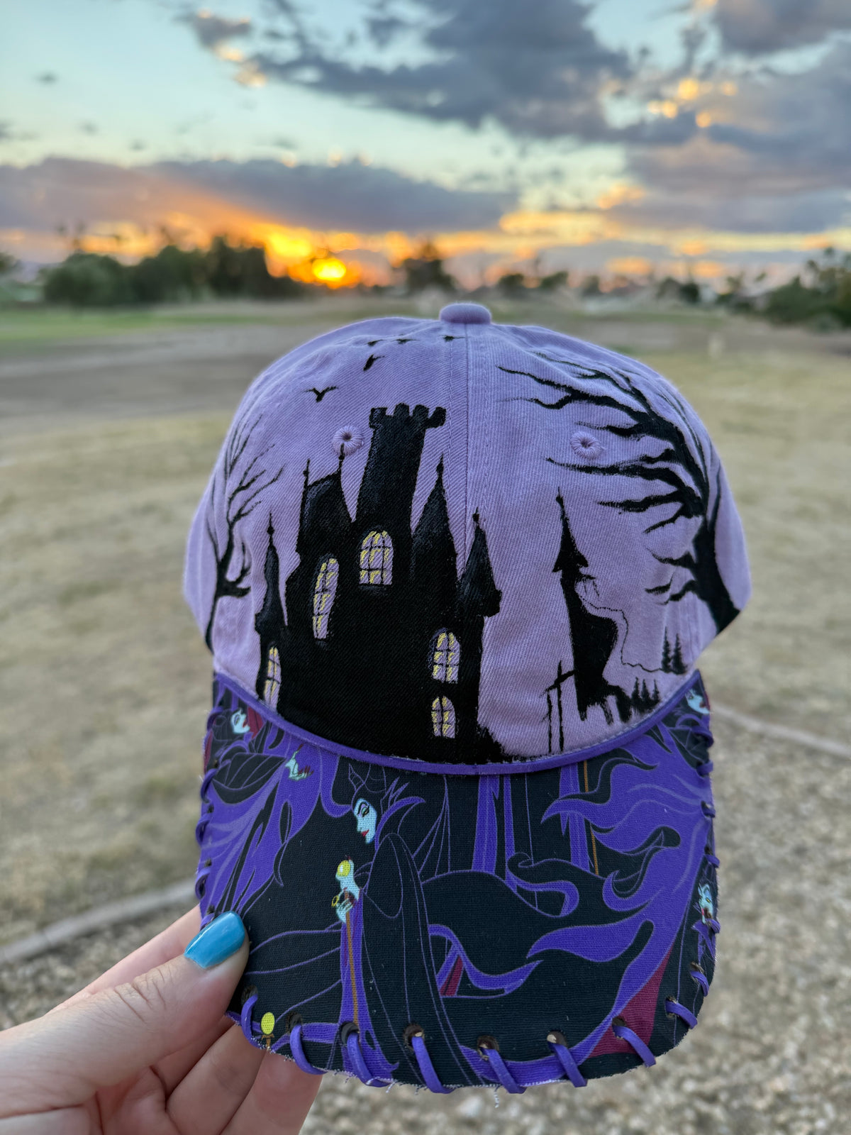 Lavender dark castle ball cap trucker hat custom snapback