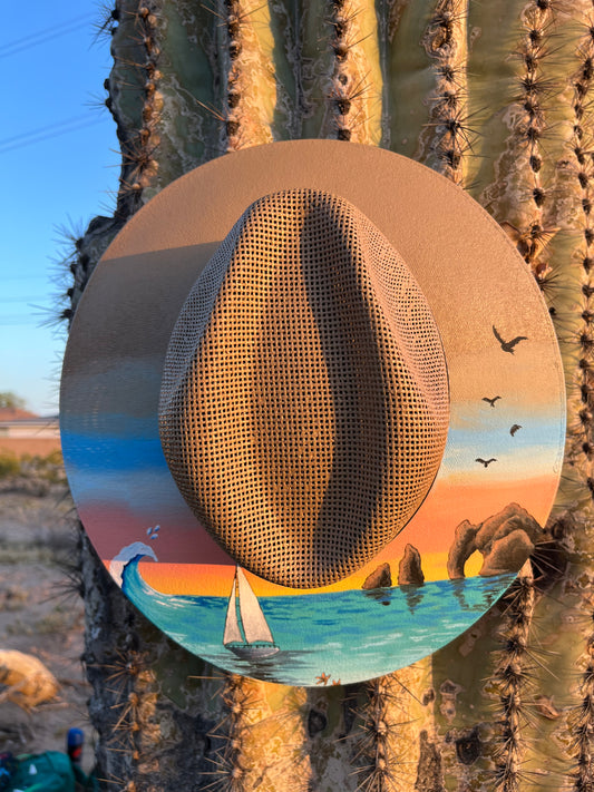 Tan cabo beach summer straw jute rancher Panama hat