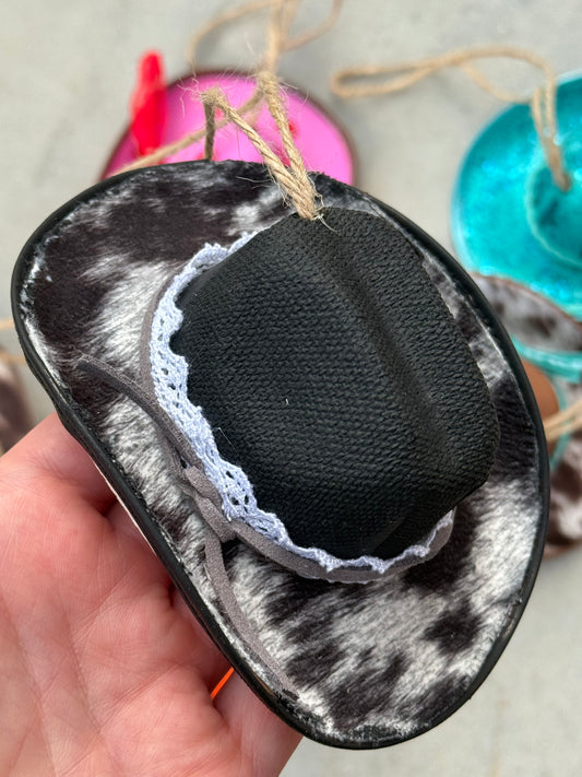 Black lace cowhide Cowboy hat ornament