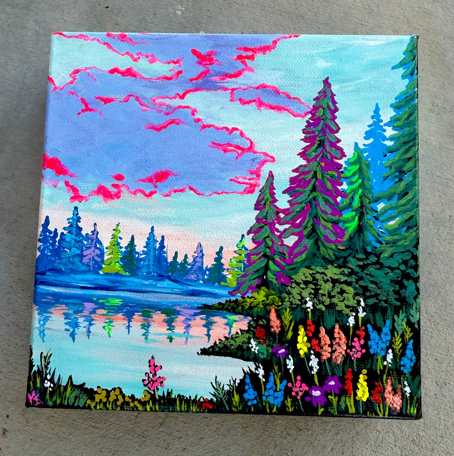 Sunrise blooms canvas original painting
