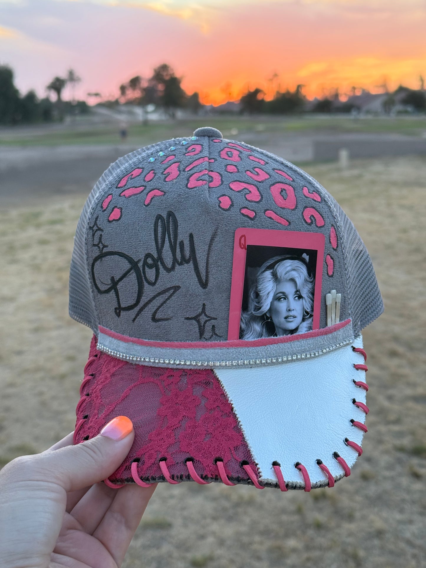 Gray Dolly ball cap trucker hat custom snapback
