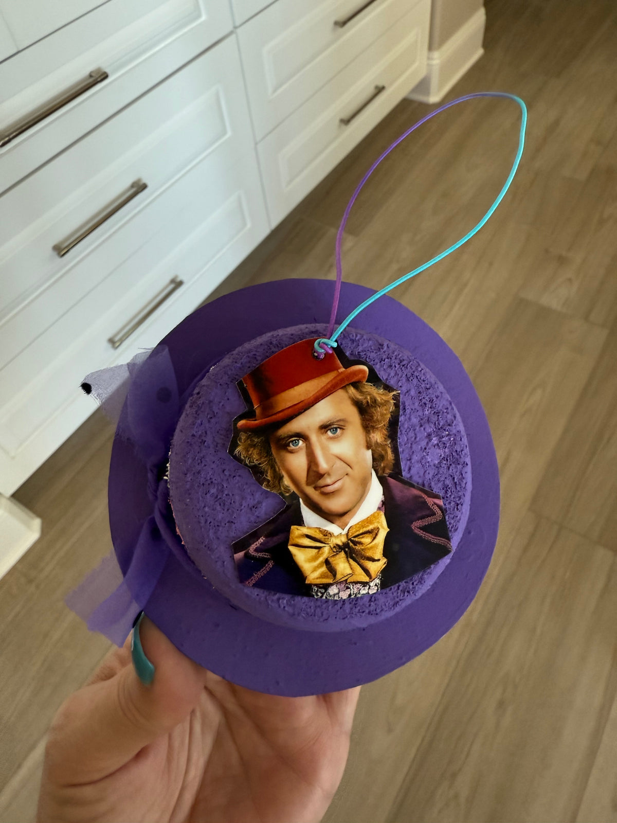 Pure imagination purple top hat rearview mirror charm