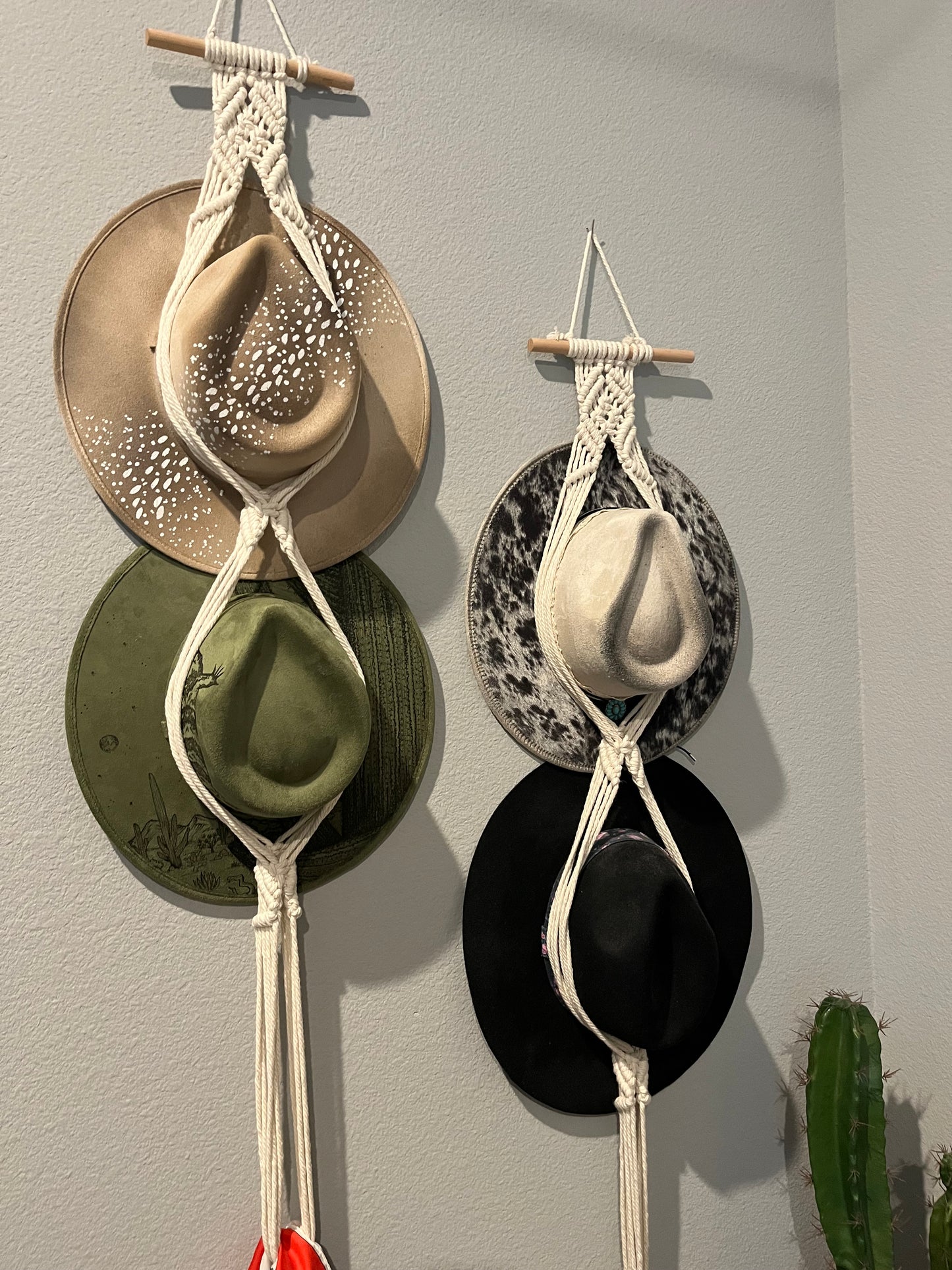 Macrame 3 hat hanger for wall