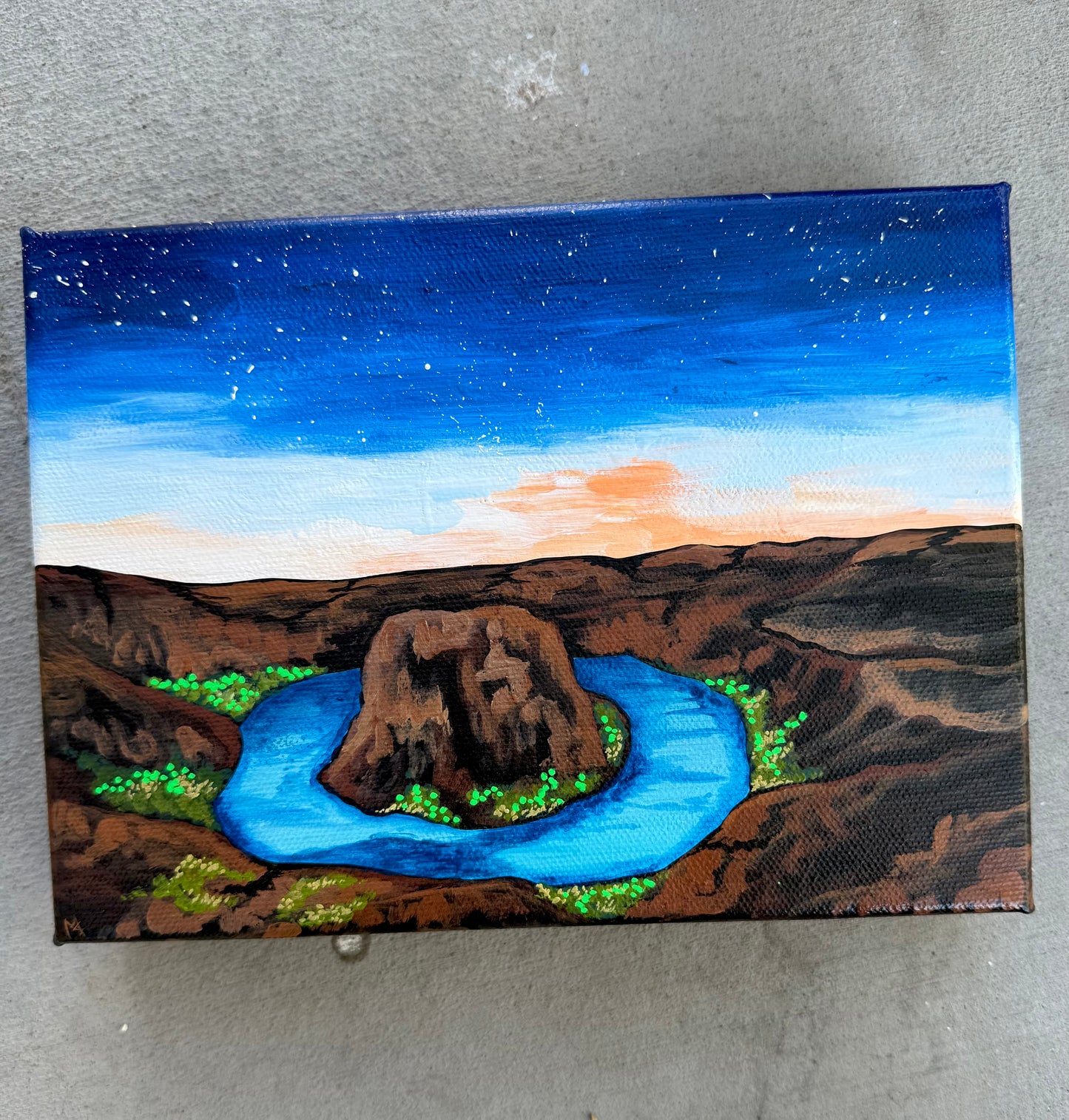 Horseshoe bend at twilight canvas original painting