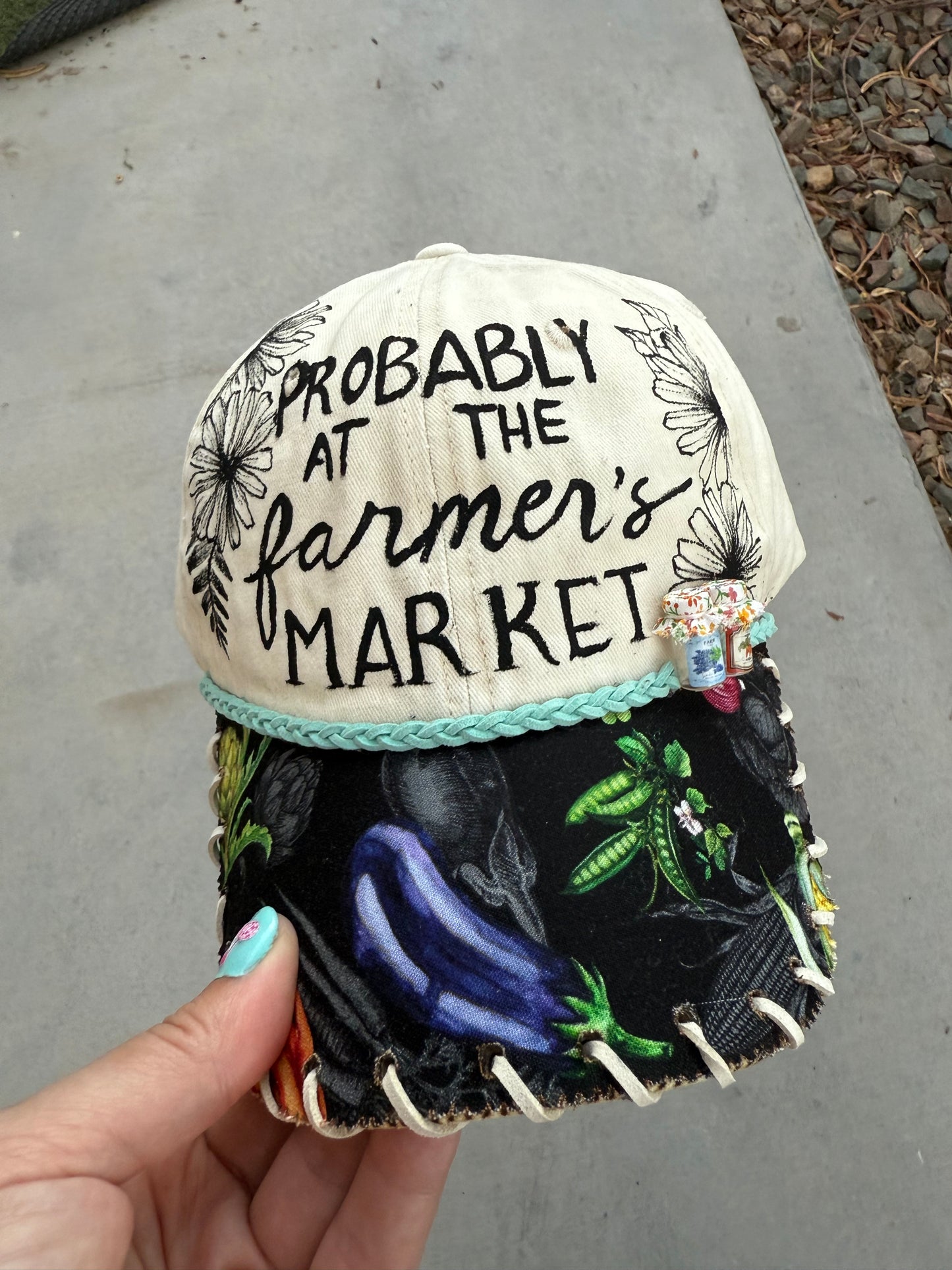 Farmers market ivory ball cap trucker hat custom snapback