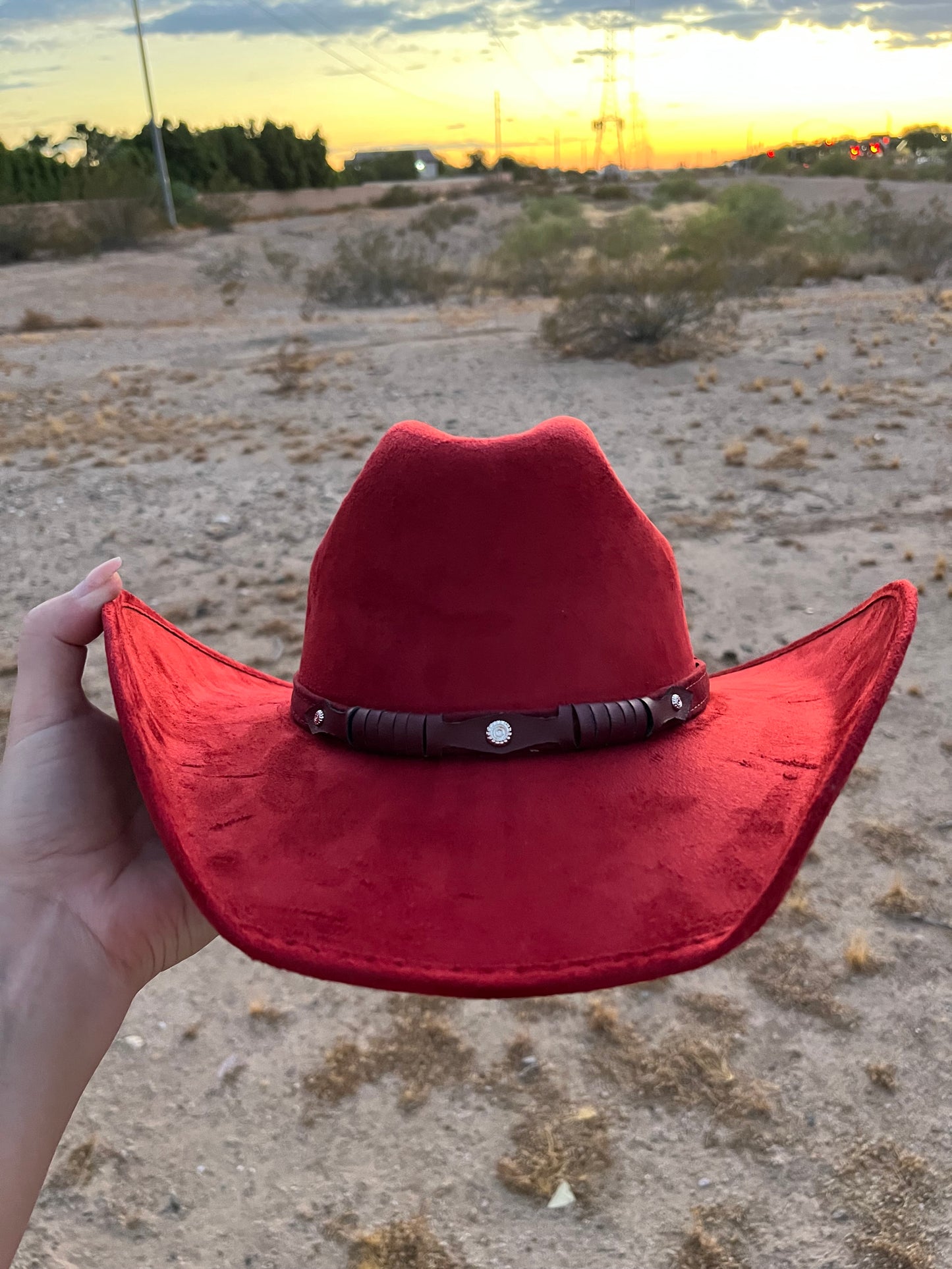 Maroon burgundy floral burned suede wide brim cowboy rancher hat