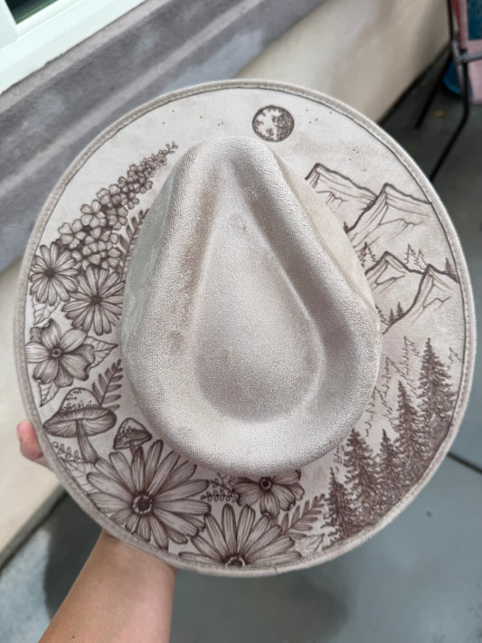 Taupe lupine mountain suede wide brim rancher hat