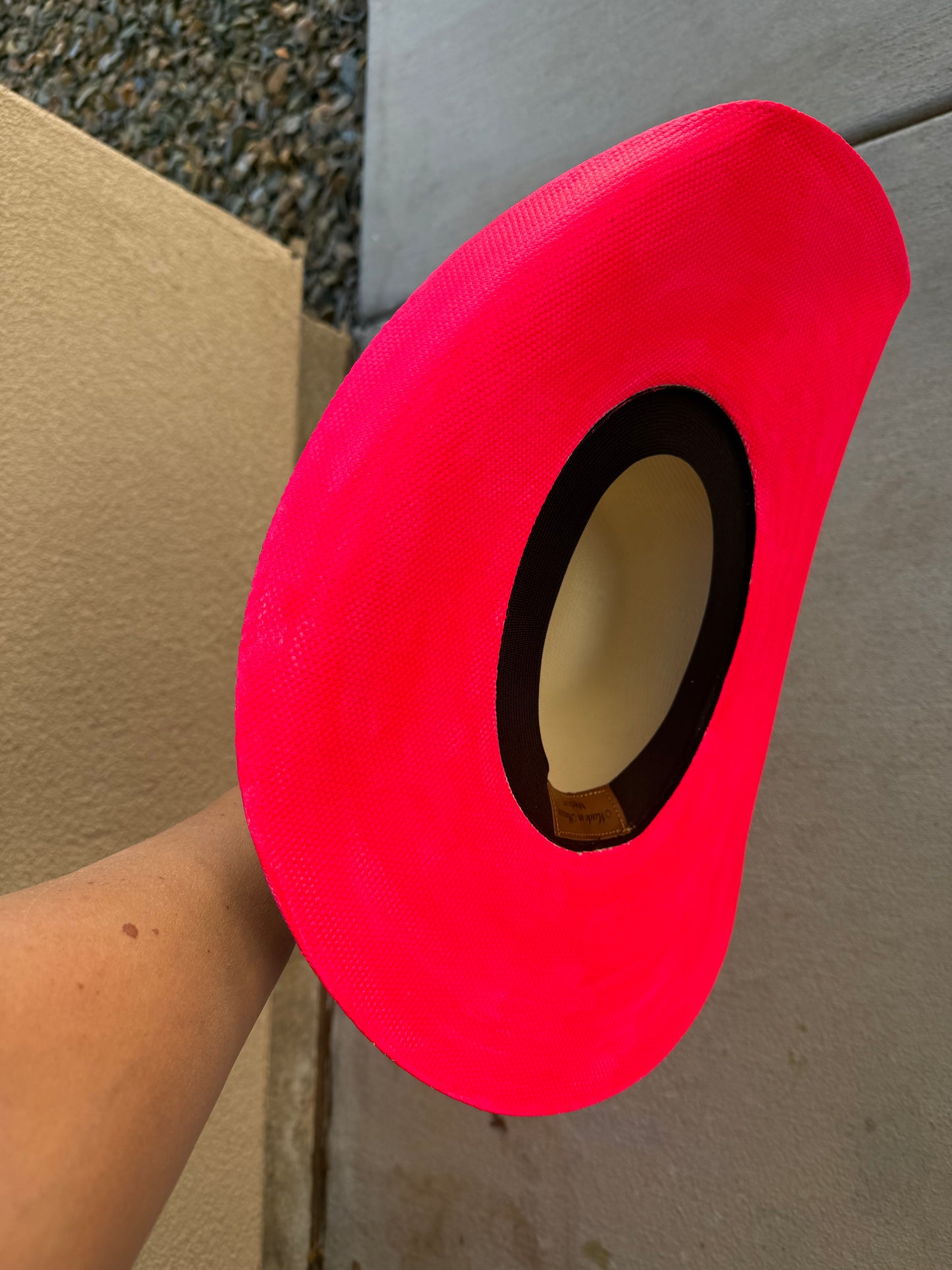 Peppered cow hot pink straw wide brim cowboy hat