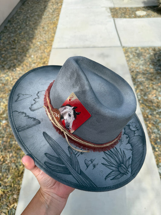 Gray desert suede wide brim rancher hat