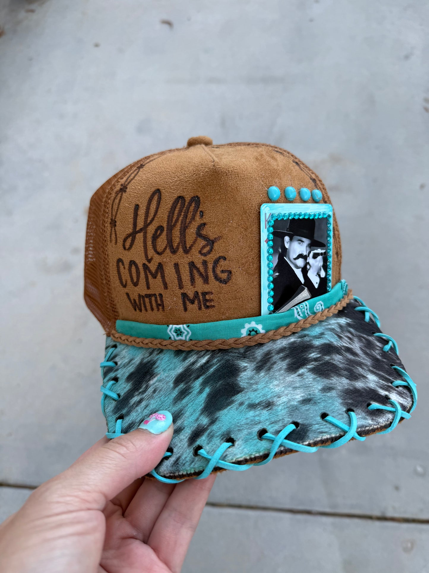Hells coming with me trucker hat custom ball cap SnapBack