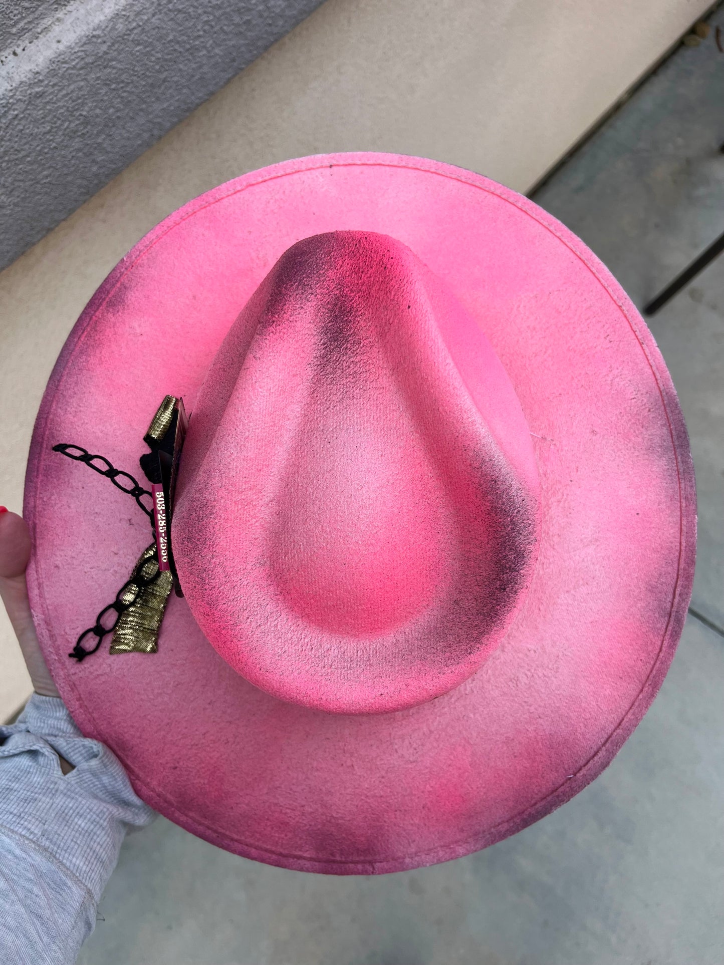 Hot pink barbie suede wide brim rancher hat