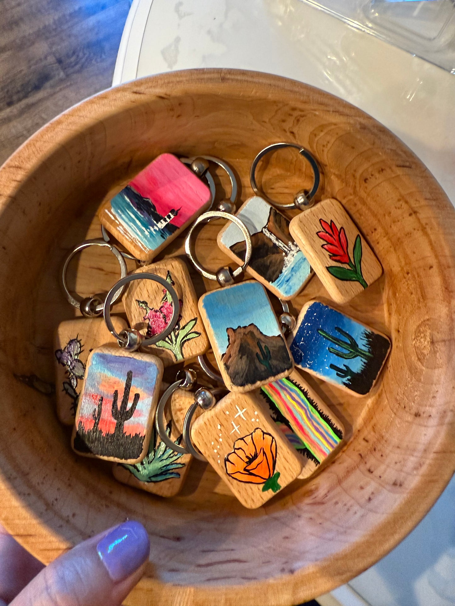 Three keychain bag charm
