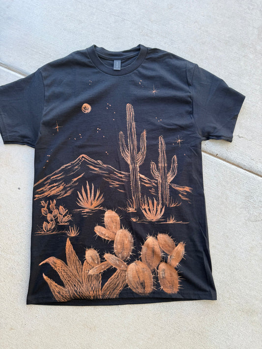 Desert Cactus Black Bleached Unisex Jersey Short Sleeve Tee shirt