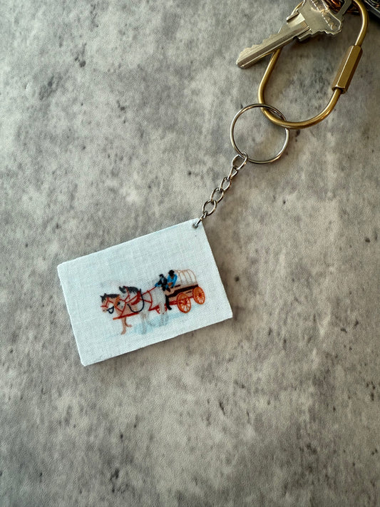Cowboy standoff wagon  acrylic keychain bag charm