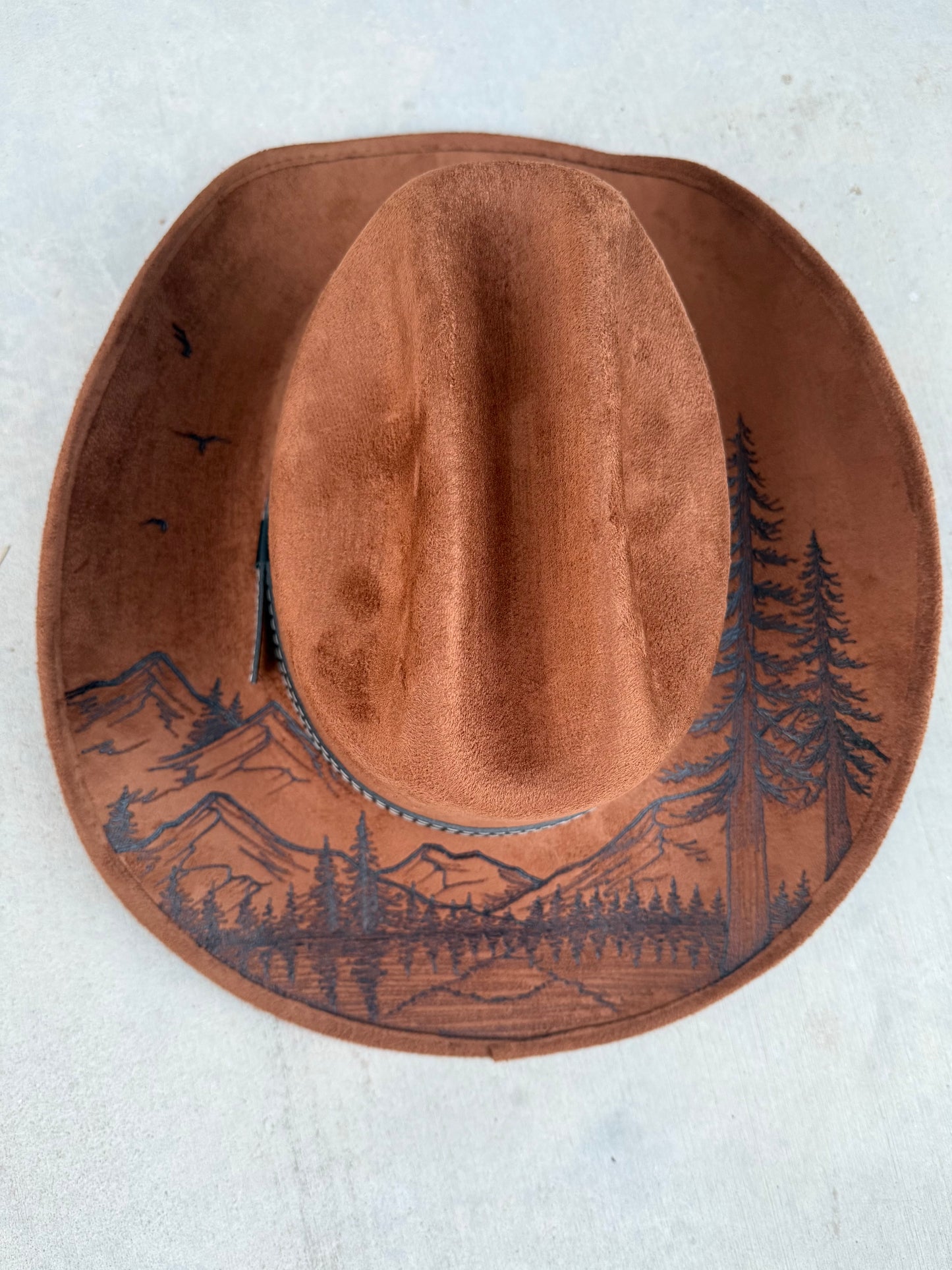 Tobacco mountain lake suede wide brim rancher hat