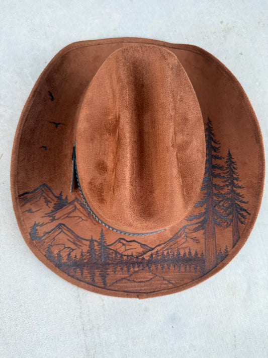 Tobacco mountain lake suede wide brim rancher hat