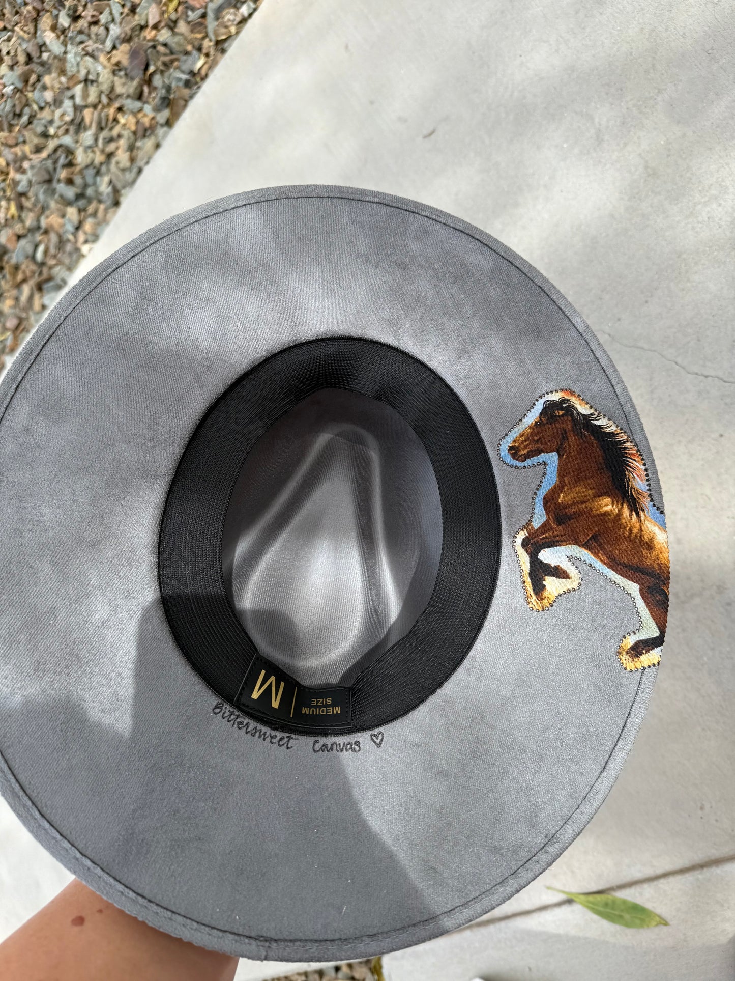 Wild horses gray suede wide brim rancher hat