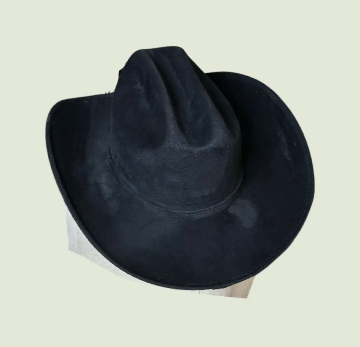 Plain black cowboy NO DESIGN suede wide brim rancher hat