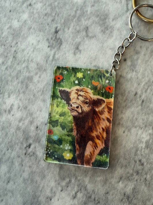 Highland cow acrylic keychain bag charm